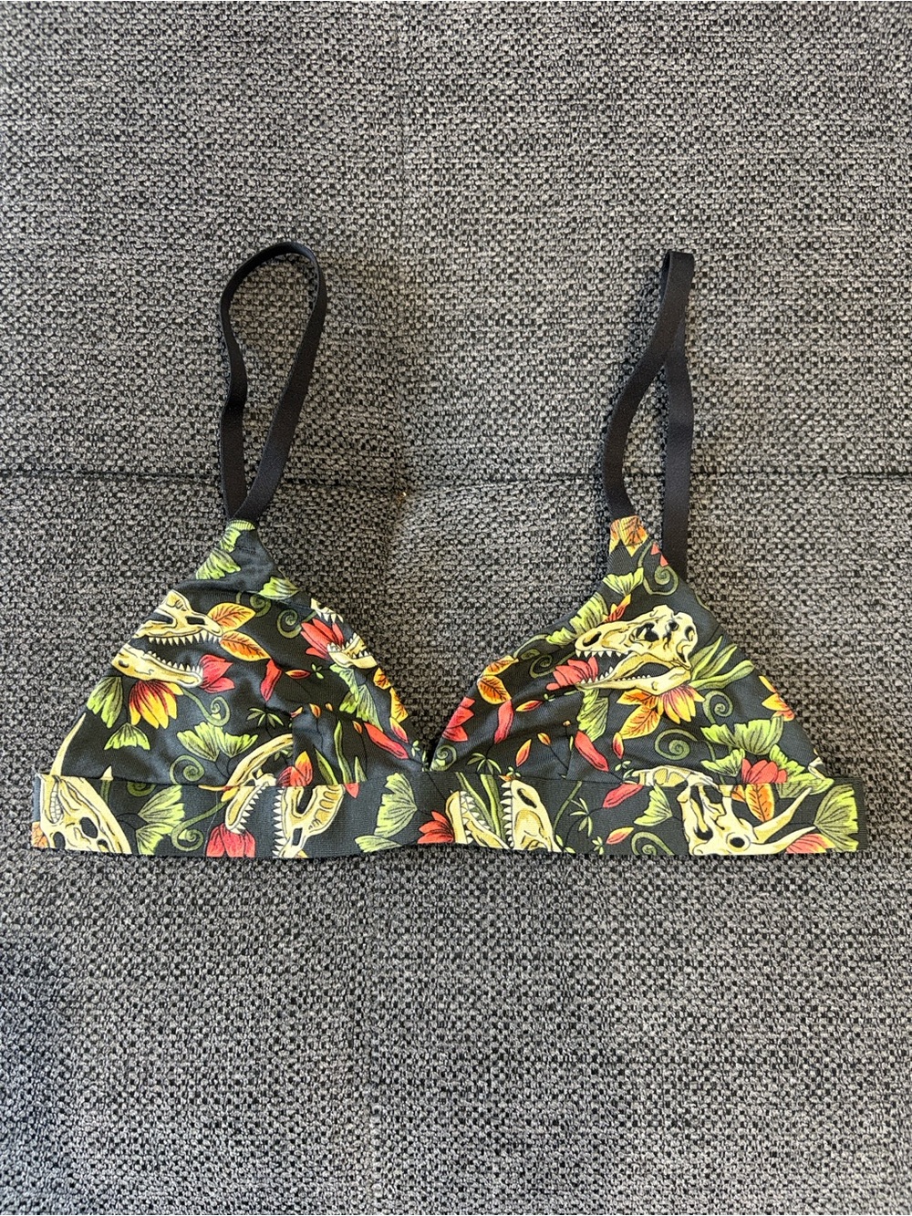 MeUndies UltraModal FeelFree Triangle Bralette Floral/Dinosaur Print SZ XS